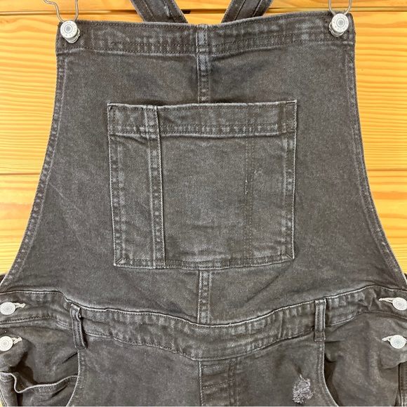 Arizona Jeans Denim Shortalls XXL Black Wash Overall Shorts Stretch Distress B57 - Picture 3 of 12